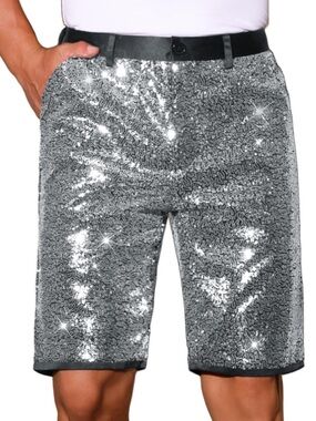 NWT Sparkly Silver Sequin Club Rave Party Metallic Shorts
